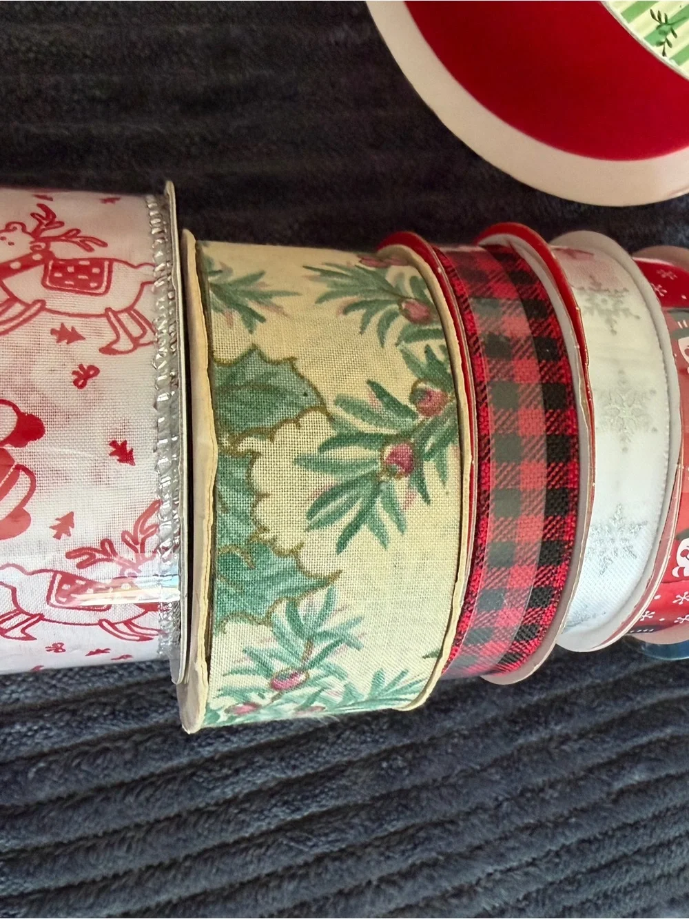 Festive Red and Green Holiday Ribbon Set Lot of 11